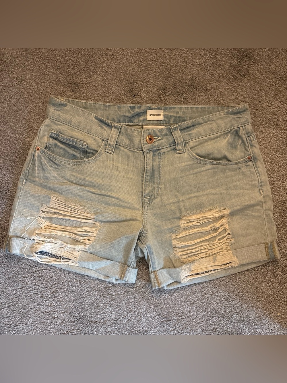 NWOT Sneak Peek Light Blue Distressed Denim Shorts